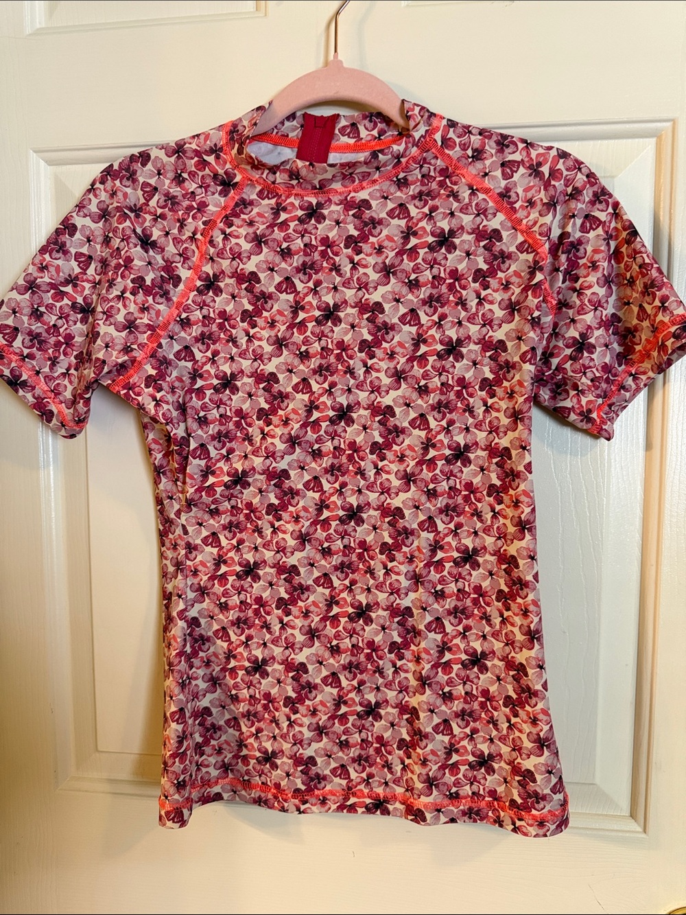 J. Crew Pink Floral Rash Guard Top